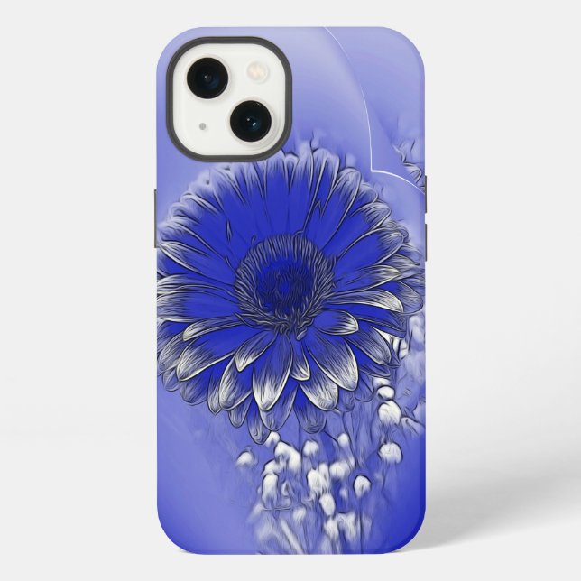 Funda Para iPhone Flor azul (Reverso )