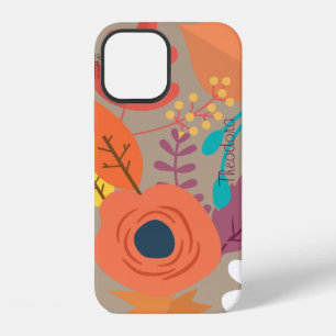 Funda Para iPhone 12 Flor Colorida Hoja de Oro Abstracta Chic