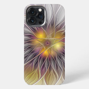 Funda Para iPhone 13 Pro Max Flor Colorida Luminosa, Fractal Moderno Abstracto