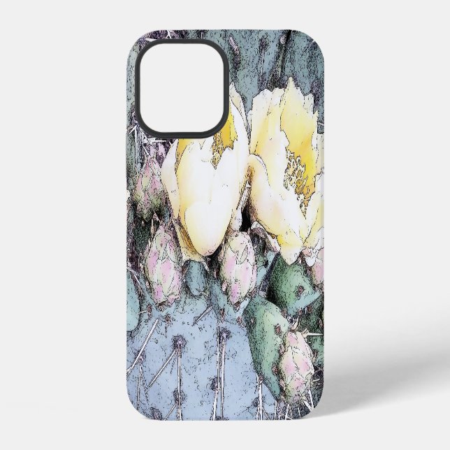 Funda Para iPhone Flor de Cactus Tinta Digital (Reverso )