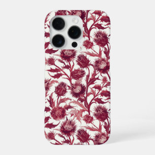 Funda Para iPhone 16 Pro Flor de cardo William Morris de color burgundy int