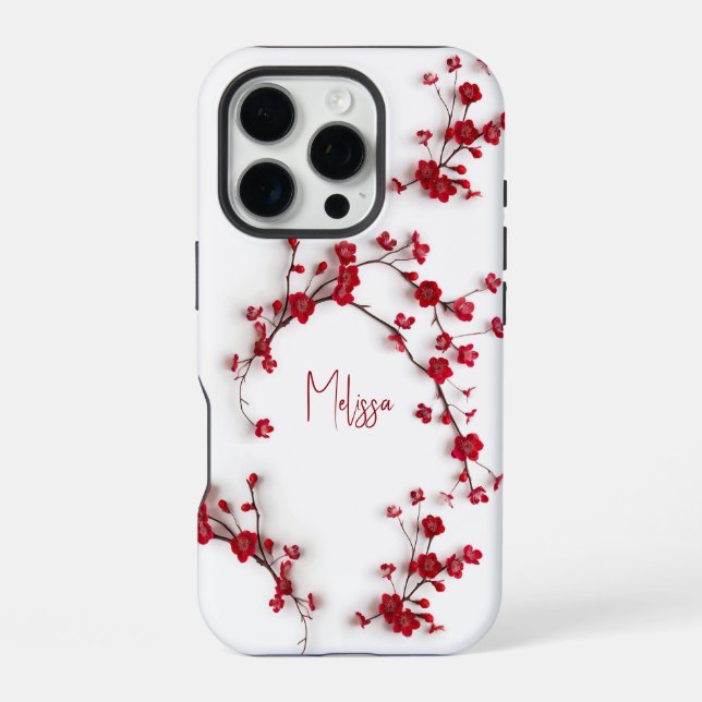 Funda Para iPhone flor de cerezo 3D roja (Reverso )