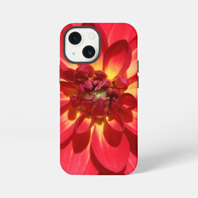 Funda Para iPhone Flor de Dalia Fuego Rojo (Reverso )