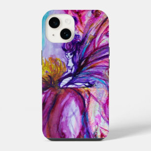 FUNDA PARA iPhone 14 FLOR DE HADA CUTE CAPRICHOSA EN ROSA, DESTELLOS DE