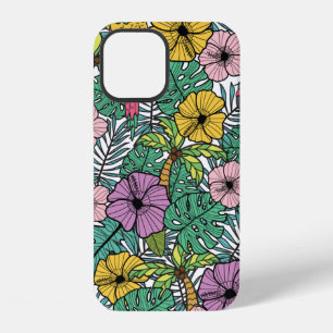 Funda Para iPhone 12 Flor de hibisco tropical con palma, loros y ex