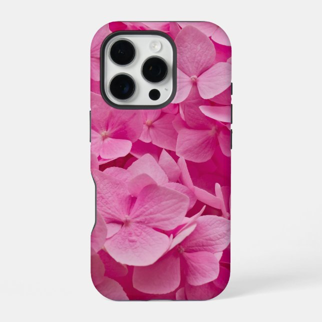 Funda Para iPhone Flor de hidrangea rosa brillante y elegante brilla (Reverso )
