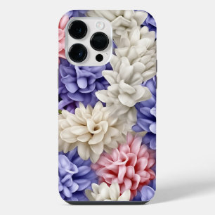 FUNDA PARA iPhone 14 PRO MAX FLOR DE JACINTO DE COLORES PASTEL CON EFECTO 3D