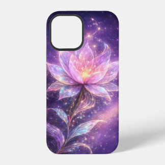 Funda Para iPhone 12 Flor de Loto Cósmica con Brillo de Galaxia