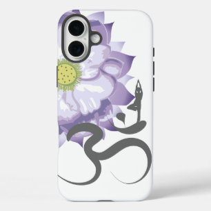 Funda Para iPhone 16 Plus Flor de Loto Púrpura Yoga & Caligrafía Om/Aum Zen