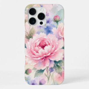 Funda Para iPhone 16 Pro Max Flor de peonía acuarela