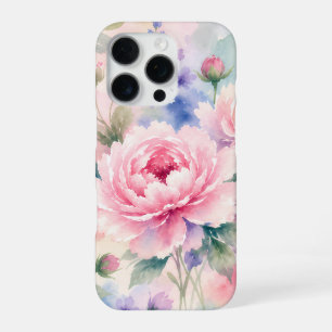 Funda Para iPhone 16 Pro Flor de peonía acuarela
