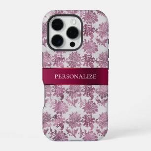 Funda Para iPhone 16 Pro Flor de plata roja de Borgoña
