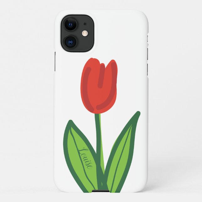 Funda Para iPhone Flor de tulipán rojo personalizado Zazzle smartpho (Reverso)