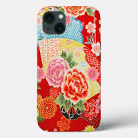 Flor floral de Kimono Japonés Rosa Rojo