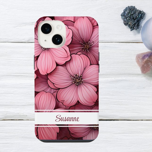 Funda Para iPhone Flor floral rosa de personalizable (Subido por el creador)