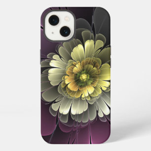 Flor Fractal Abstracta Moderna Purpura Gris Khaki