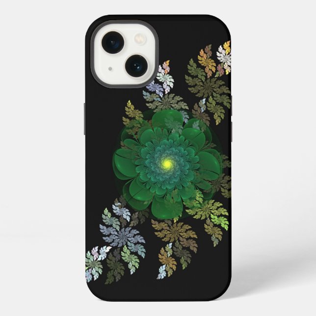 Funda Para iPhone Flor Fractal Verde (Reverso )