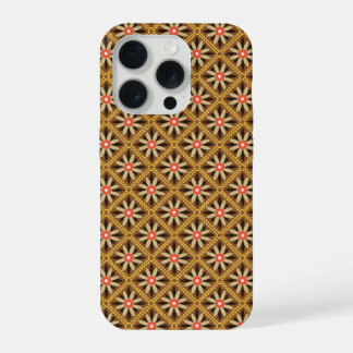 Flor geométrica centrada retro en patrón de diaman