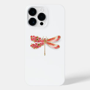 Funda Para iPhone 14 Pro Max Flor libélula con sakura de joyas