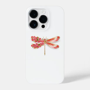 Funda Para iPhone 14 Pro Flor libélula con sakura de joyas