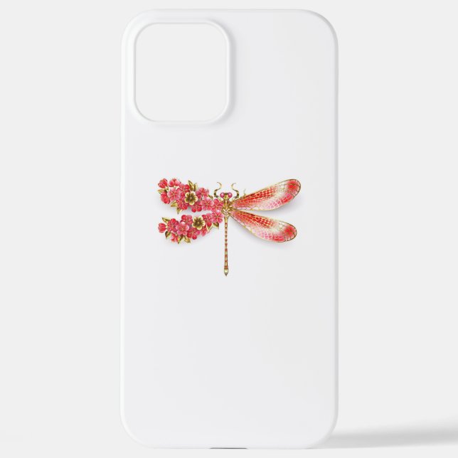 Funda Para iPhone Flor libélula con sakura de joyas (Reverso )
