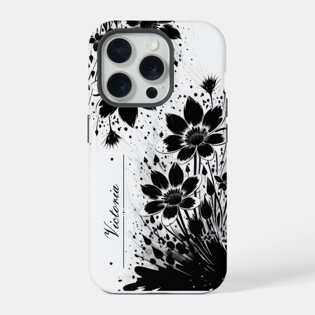 Funda Para iPhone Flor salpicada de tinta (Reverso )