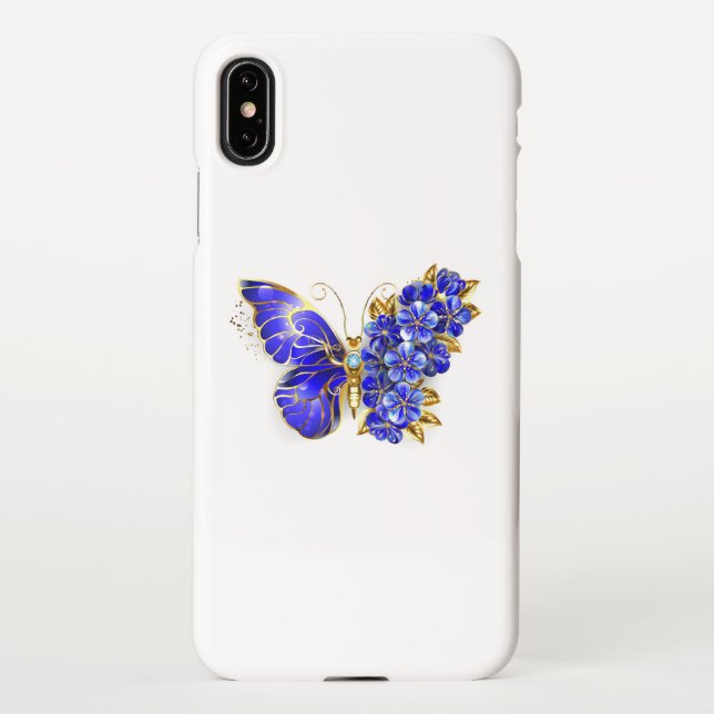 Funda Para iPhone Flor Sapphire Mariposa (Reverso)