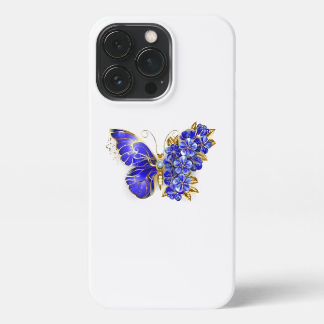 Funda Para iPhone Flor Sapphire Mariposa (Reverso)