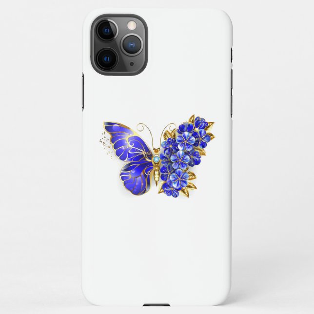 Funda Para iPhone Flor Sapphire Mariposa (Reverso)
