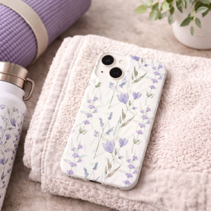 Funda Para iPhone 14 Flor silvestre acuarela púrpura azul