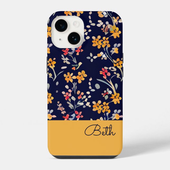Funda Para iPhone Flor silvestre amarilla de la marina (Reverso )