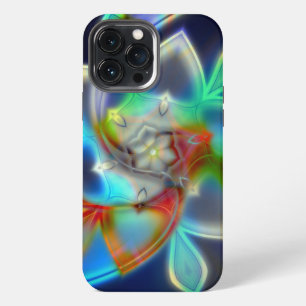 Funda Para iPhone 13 Pro Max Flor virtual colorida en estilo neón o acrílico