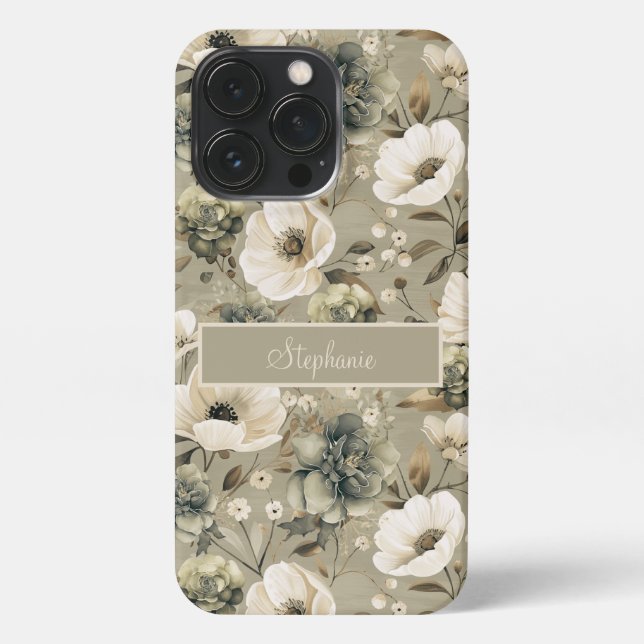 Funda Para iPhone Flora Verde Sabrosa Y Crema Personalizada (Reverso)
