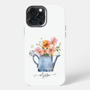 Funda Para iPhone 13 Pro Max Floral acuarela pintada a mano
