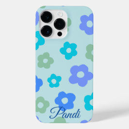 Funda Para iPhone 14 Pro Max floral azul personalizada