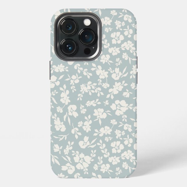 Funda Para iPhone Floral azul y boho blanco (Reverso )