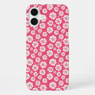 Funda Para iPhone 16 Plus Floral blanca audaz sobre rosa