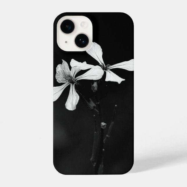 Funda Para iPhone floral blanca y negra mínima (Reverso )