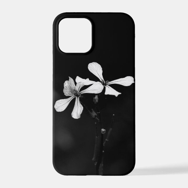 Funda Para iPhone floral blanca y negra mínima (Reverso )