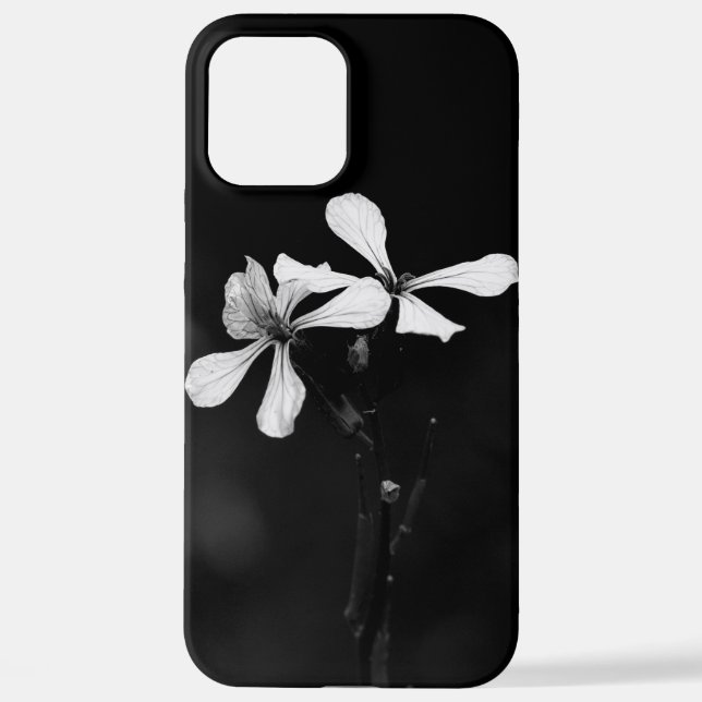 Funda Para iPhone floral blanca y negra mínima (Reverso )
