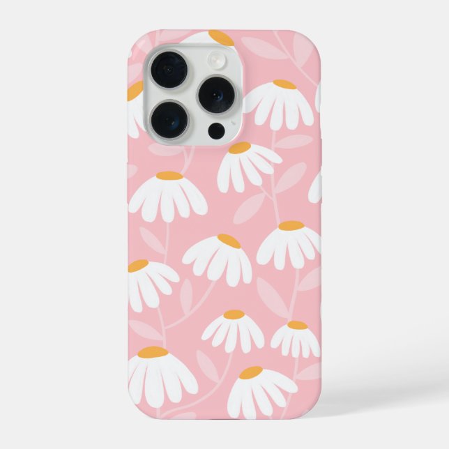 Funda Para iPhone Floral Daisies Pattern Pink & White (Reverso )