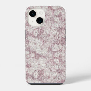 Funda Para iPhone 14 Floral Daisy Terciopelo Rosa Polvoriento