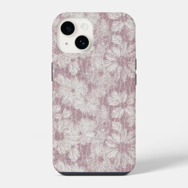 Funda Para iPhone Floral Daisy Terciopelo Rosa Polvoriento (Reverso )