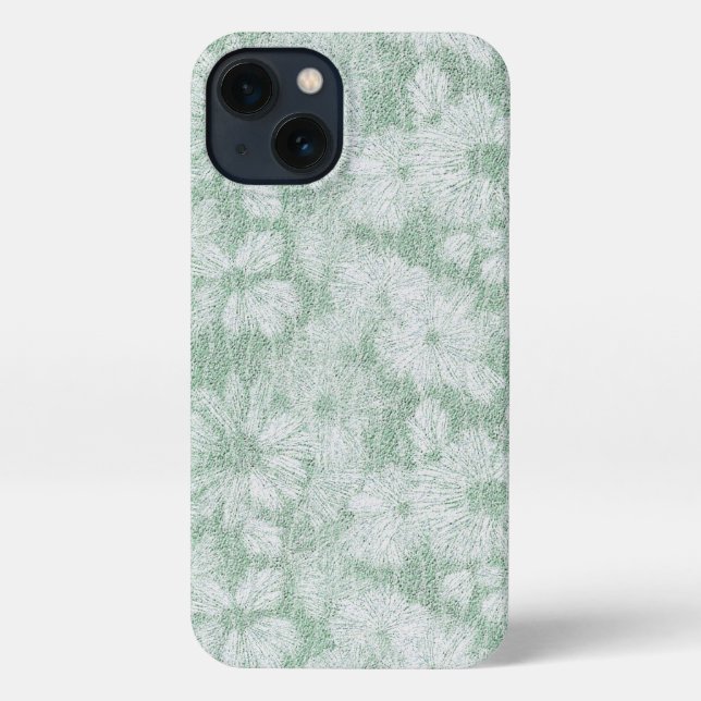 Funda Para iPhone Floral Daisy Velvety Mint Green (Reverso )