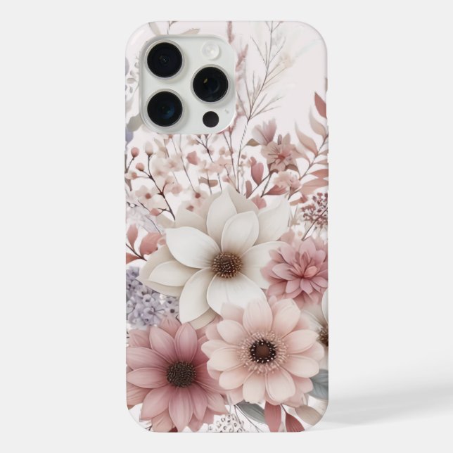 Funda Para iPhone Floral de Boho con un rubor rosa (Reverso )