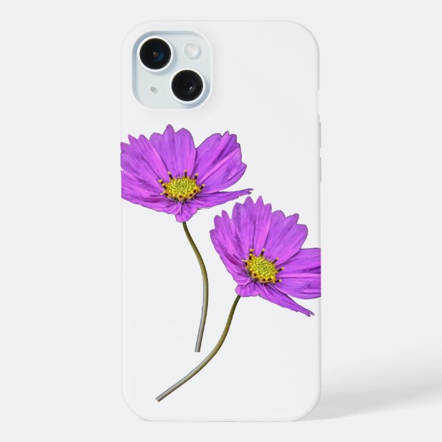 Funda Para iPhone Floral Dos Cosmos Morados (Reverso )