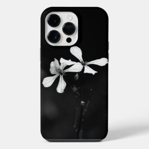 Funda Para iPhone 14 Pro Max floral en blanco y negro minimalista