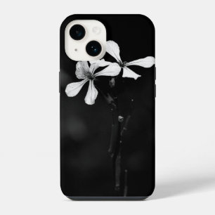 Funda Para iPhone 14 floral en blanco y negro minimalista