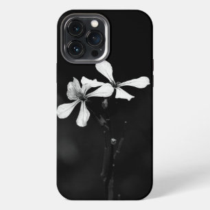 Funda Para iPhone 13 Pro Max floral en blanco y negro minimalista