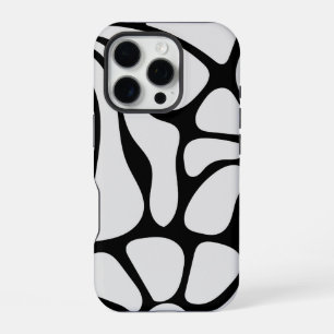 Funda Para iPhone 16 Pro Floral Groovy Black and White